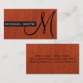 Monogram Baksteen Rood Elegant Canvas Visitekaartje (Voorkant / Achterkant)