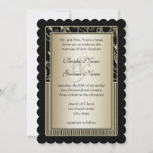 Monogram Balck en Gold Swirl Wedding Kaart (Voorkant)