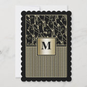 Monogram Balck en Gold Swirl Wedding Kaart (Achterkant)