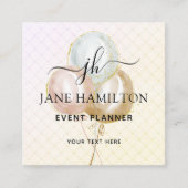 Monogram Balloons Event Planner Vierkante Visitekaartje (Voorkant)