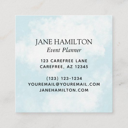 Monogram Balloons Event Planner Vierkante Visitekaartje (Achterkant)