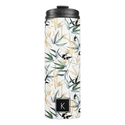 Monogram Bamboe Foliage Pattern Thermosbeker (Voorkant)