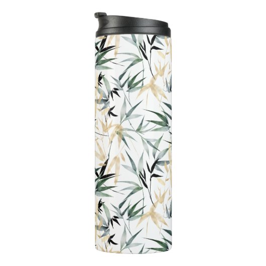 Monogram Bamboe Foliage Pattern Thermosbeker (Geroteerd rechts)