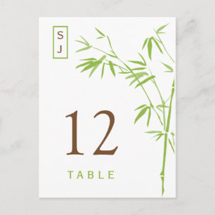 Monogram Bamboe Table Number Card Groen en bruin Briefkaart