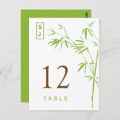 Monogram Bamboe Tafelnummer Kaart | Groen en bruin (Voorkant / Achterkant)