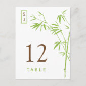 Monogram Bamboe Tafelnummer Kaart | Groen en bruin (Voorkant)