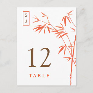 Monogram Bamboe Tafelnummer Kaart Sinaasappel en