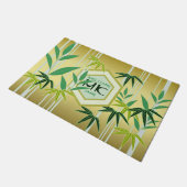 Monogram Bamboo Green Gold Hexagon Oriental Deurmat (Schuin)