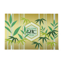 Monogram Bamboo Green Gold Hexagon Oriental