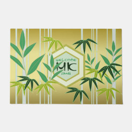 Monogram Bamboo Green Gold Hexagon Oriental Deurmat