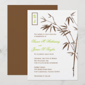 Monogram Bamboo Wedding Invitations  | Bruin Kaart (Voorkant / Achterkant)