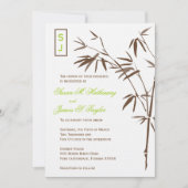 Monogram Bamboo Wedding Invitations  | Bruin Kaart (Voorkant)
