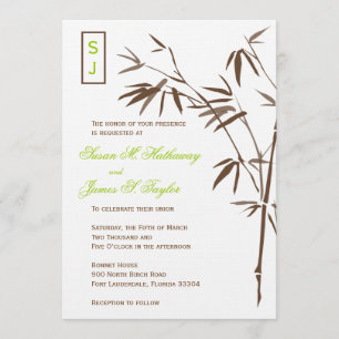 Monogram Bamboo Wedding Invitations    Bruin Kaart