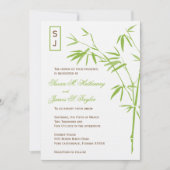 Monogram Bamboo Wedding Invitations | Groen Kaart (Voorkant)