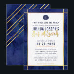 MONOGRAM BAR MITZVAH dark blue waterverf gold Kaart<br><div class="desc">door kat massard >> kat@simplysweetPAPERIE.com <<<< een trendy uitnodigingsontwerp voor de BAR MITZVAH Setup van uw kind als sjabloon is het eenvoudig voor u om uw eigen details toe te voegen of op de aanpassingsknop te drukken en tekst, lettertypen, grootten enz. toe te voegen of te wijzigen TIP: 1. Als...</div>