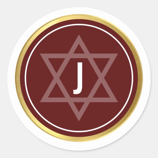 MONOGRAM BAR MITZVAH modern kastanjebruin donkerro Ronde Sticker (Voorkant)