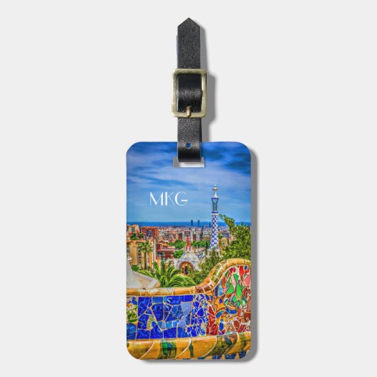 Monogram Barcelona Parc Guell Europe Foto Modern Bagagelabel (Voorkant verticaal)