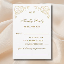 Monogram Barok Huwelijk RSVP Kaart