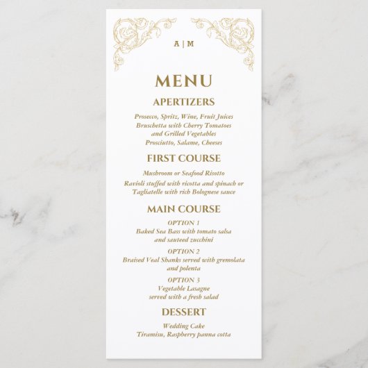  Monogram Barok Wedding Menu (Voorkant)