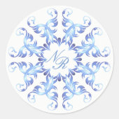 Monogram.Barokelement. Ronde Sticker (Voorkant)