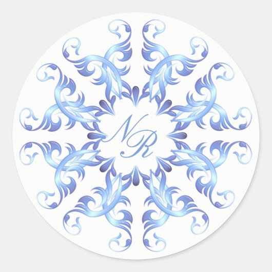 Monogram.Barokelement. Ronde Sticker (Voorkant)