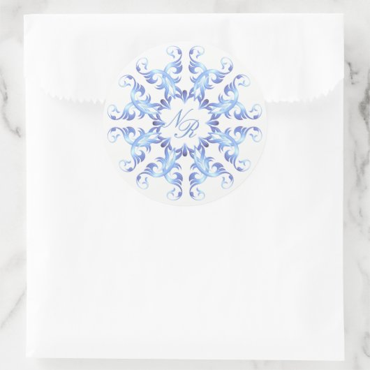 Monogram.Barokelement. Ronde Sticker (Tas)