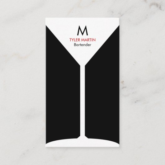 Monogram Bartending Visitekaartje - Zwart-wit (Voorkant)