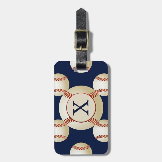 Monogram Baseball Balls Sportpatroon Bagagelabel (Voorkant verticaal)