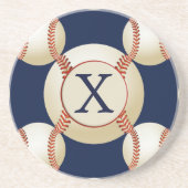 Monogram Baseball Balls Sportpatroon Zandsteen Onderzetter (Voorkant)