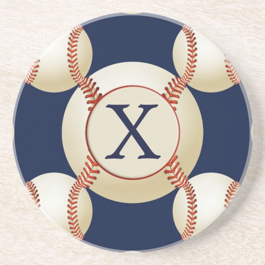 Monogram Baseball Balls Sportpatroon Zandsteen Onderzetter (Voorkant)