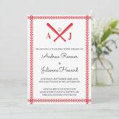 Monogram Baseball Bruiloft Kaart (Staand voorkant)