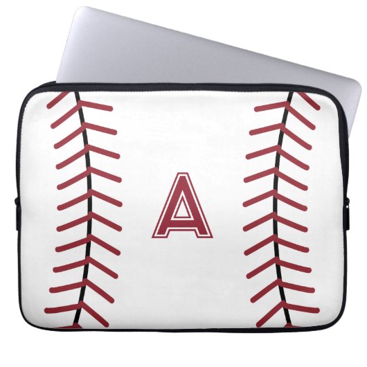 Monogram Baseball Laptop Hoesje Sleeve (Voorkant)