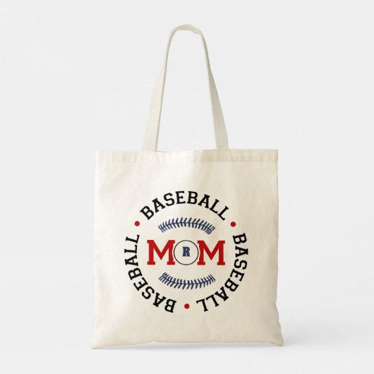 Monogram Baseball Moeder Gift Tote Bag (Achterkant)