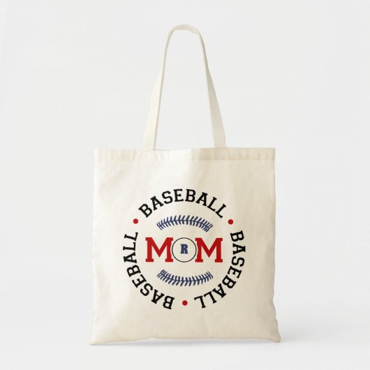 Monogram Baseball Moeder Gift Tote Bag (Voorkant)
