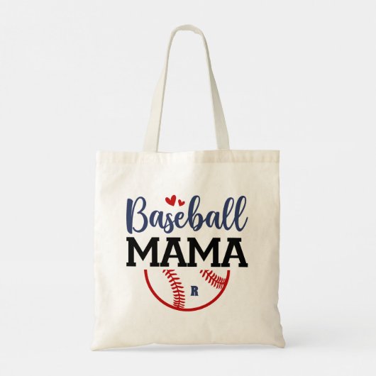 Monogram Baseball Moeder Gift Tote Bag (Achterkant)
