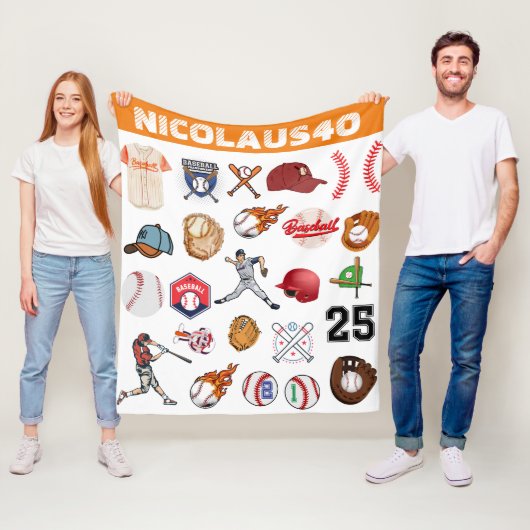 Monogram Baseball player Modern sport pattern Fleece Deken (In situ)