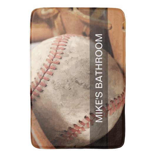 Monogram Baseball Thema Badmat (Voorkant Verticaal)