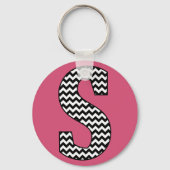 Monogram Basic - Sleutelhanger zwart-wit Chevron " (Voorkant)