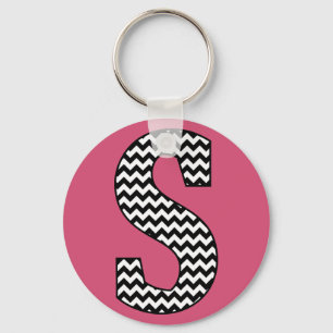 Monogram Basic - Sleutelhanger zwart-wit Chevron "