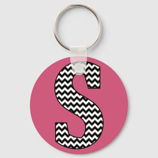 Monogram Basic - Sleutelhanger zwart-wit Chevron " (Voorkant)