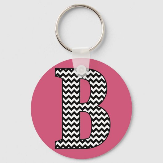 Monogram Basic Sleutelhanger zwart-wit Chevron "B" (Voorkant)