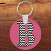 Monogram Basic Sleutelhanger zwart-wit Chevron "B" (Voorkant)