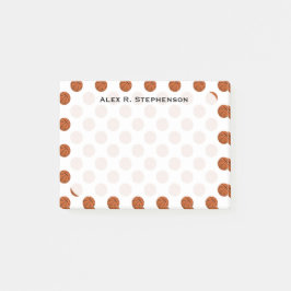 Monogram basketbal ballen op wit post-it® notes