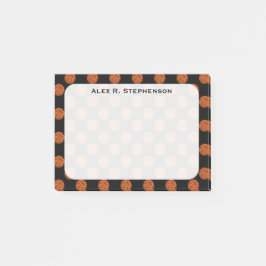 Monogram basketbal ballen op zwart post-it® notes