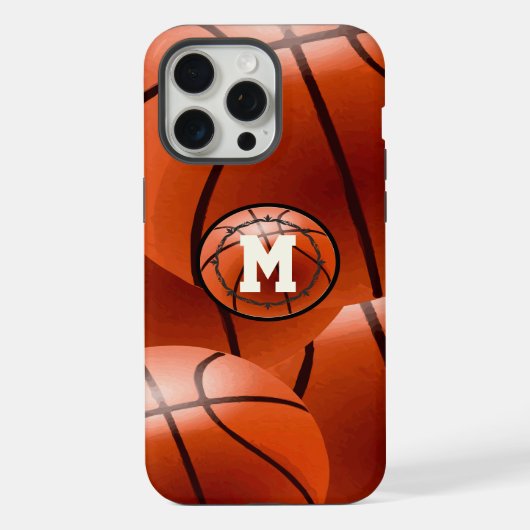 Monogram Basketbal iPhone Hoesje 15 Pro Max Case (Achterkant)