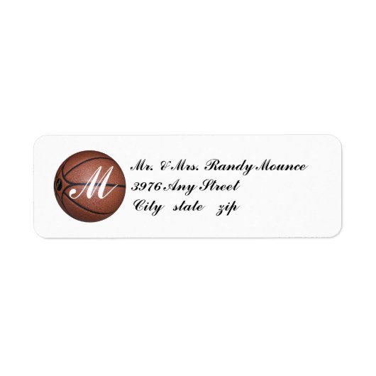 MONOGRAM BASKETBAL,- RETOURADRESLABELS ETIKET (Voorkant)