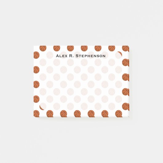 Monogram Basketbalballen op Wit Post-it® Notes (Voorkant)