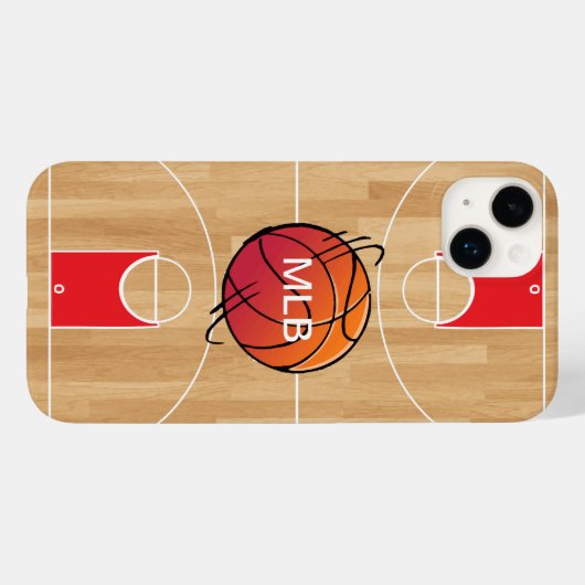 Monogram Basketball op basketbalwedstrijd Case-Mate iPhone Case (Achterkant (horizontaal))