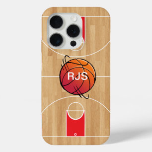 Monogram Basketball op basketbalwedstrijd iPhone 15 Pro Case