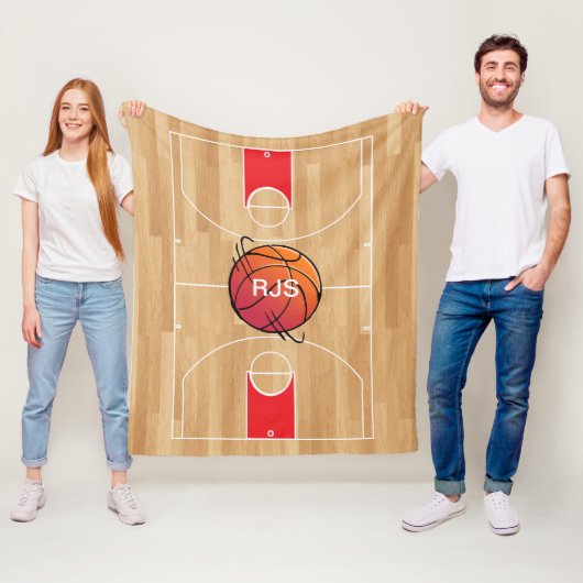 Monogram Basketball op basketbalwedstrijd Fleece Deken (In situ)